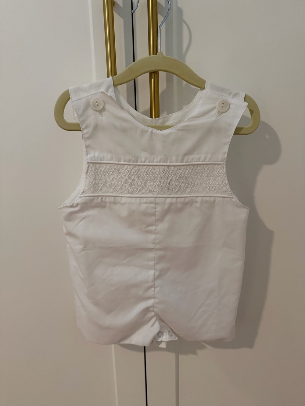 Baby Sen Classic White Smocked Baby Romper 12 Mos